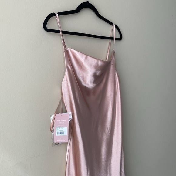 Birdy Grey Rose Gold Shiny Satin Lisa Midi Dress Bridesmaid Dress Size Small - Picture 6 of 11